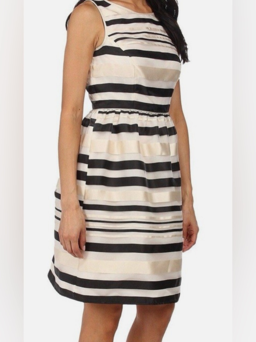 Calvin Klein Striped Black and Cream Dress